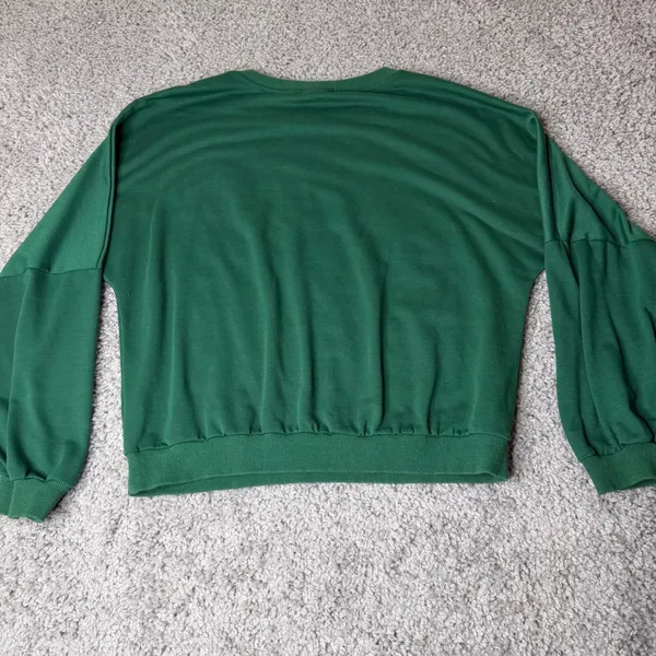Shein Hawaii USA Embroidered Sweatshirt Forest Green Yellow Lettering Womens L - Image 2