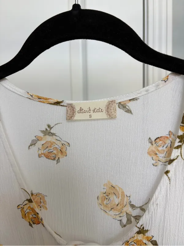 Altar'd State Cream Blouse with Yellow Rose Print - Image 2