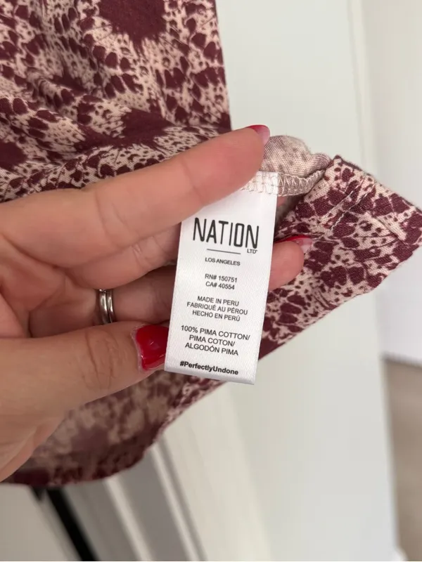 Nation LTD Judith Tee Ikat Floral Notch Neck Puff Sleeve Top‎ Mauve Top - Image 5