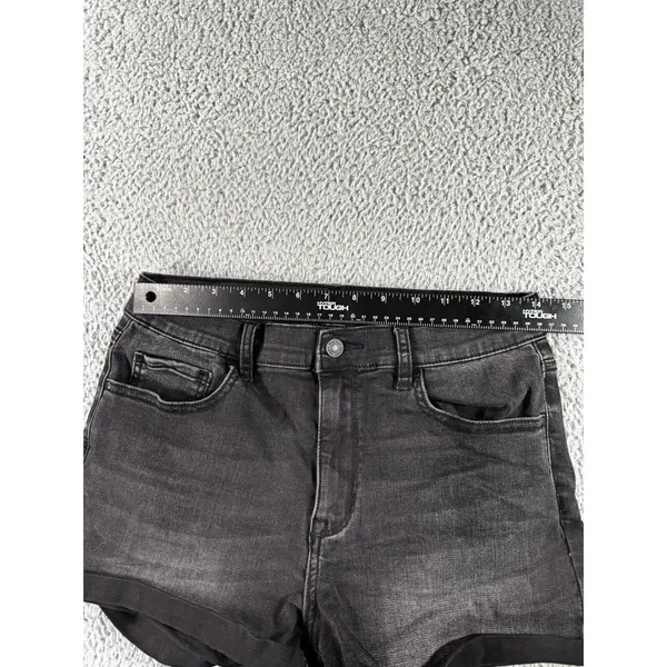 PacSun Denim Shorts Women 30 Black Shortie Faded Stretch Rolled Hem Boho Western - Image 3