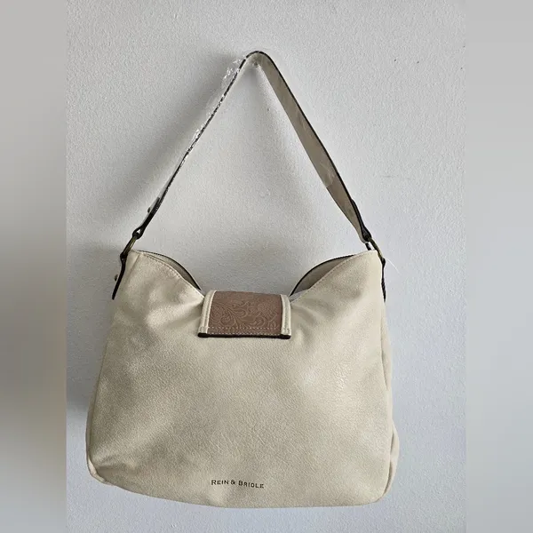 Western‎ Style Embossed Ivory/Tan Shoulder Bag - Image 14
