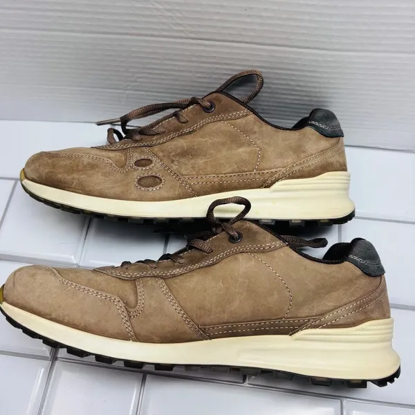 ECCO Sneakers Womens 39 Brown Good Nubuck Leather Lace Up Walking Shoes - Image 8
