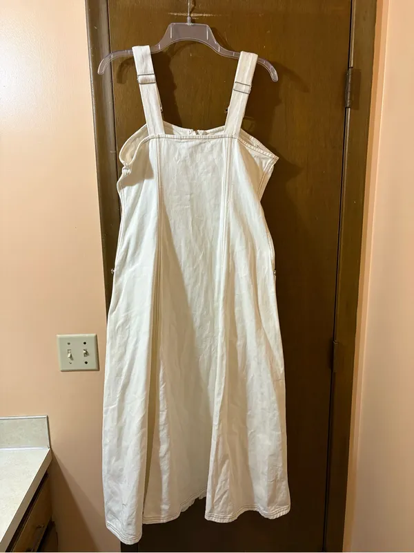 Forever That Girl Anthropologie Overall Midi Dress in White - Image 5