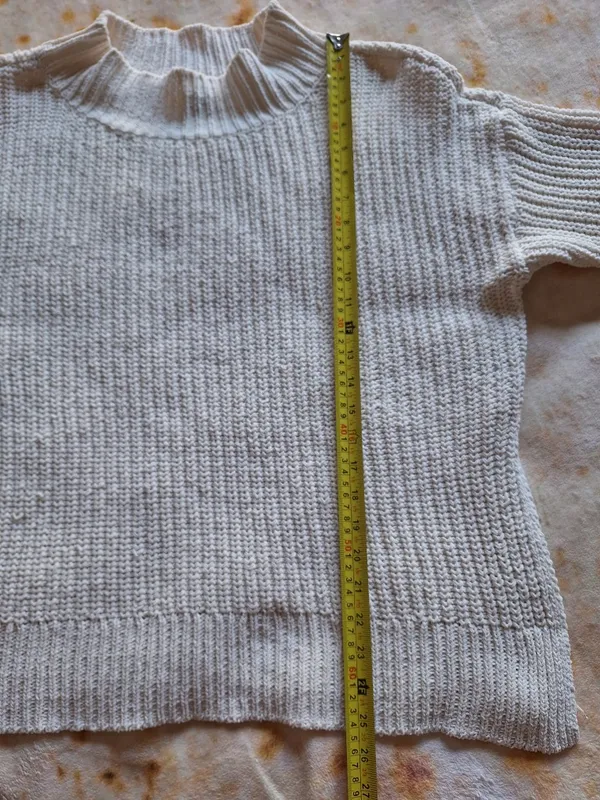 Aerie Cream Chenille Textured Knit Mock Neck Oversized Sweater Size S - Image 7