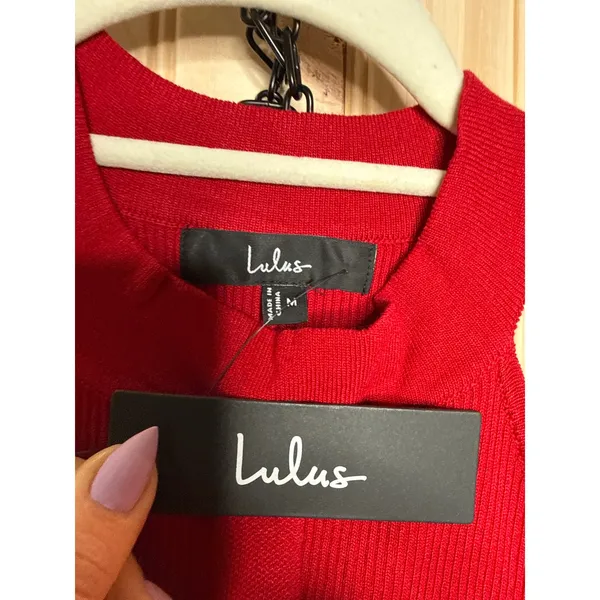 NWT Lulus Sunia Red Sleeveless Button-Front Midi Sweater Dress Wedding Party L - Image 7