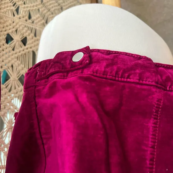 Free People Hot Pink Velvet Trucker Jacket Oversized - Image 8