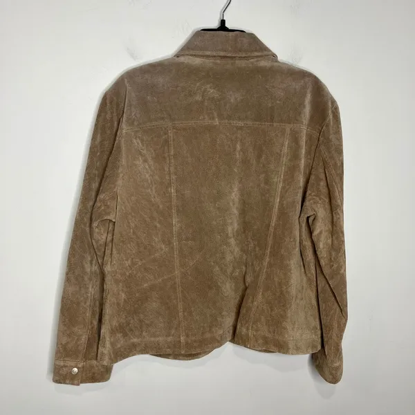 Y2K The Dress Barn‎ suede leather jacket snap front tan women's size XL western - Image 8