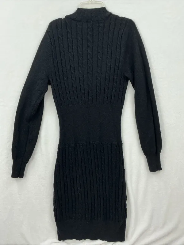 Elegant Black V-Neck Long Sleeve Sheath Dress 1197 - Image 2