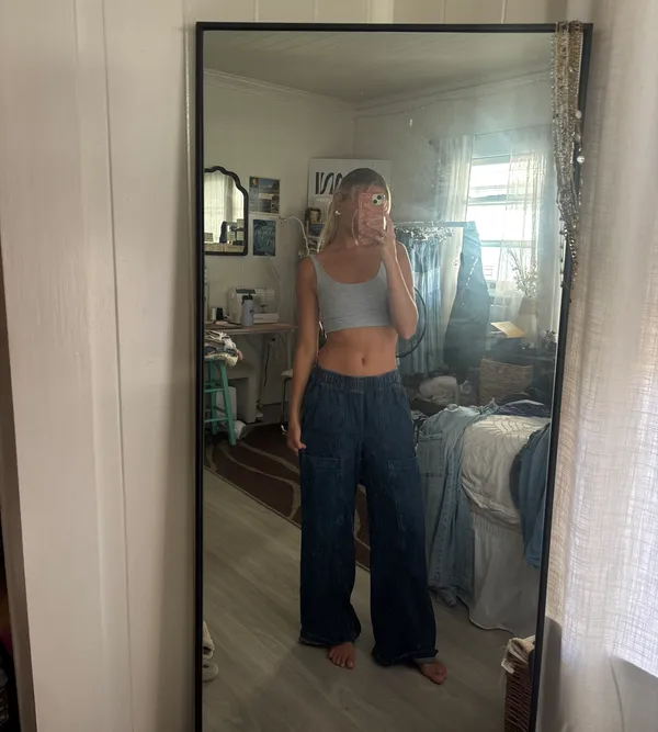 Dark Wash Denim Cargos - Image 2