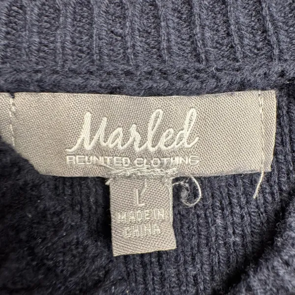 Marled Reunited‎ Clothing Navy White Stripe Button Henley Sweater Women's L - Image 3
