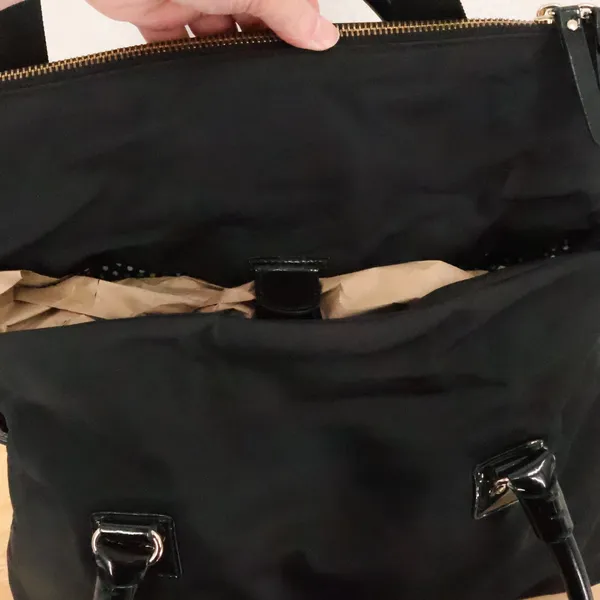 Kate Spade Nylon Satchel Bag Womens Black Crossbody Fold Over Minimalist Travel - Image 10