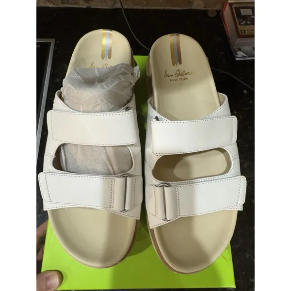 NEW Sam Edelman Eliana White Leather Lug Sole Slide Sandals Size 11 - Image 7