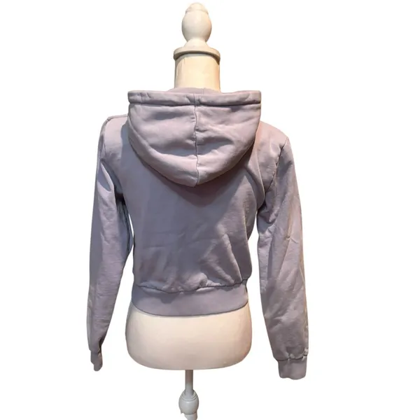 John Galt Zip Up Hoodie One Size‎ Lavender Purple California Cropped Sweatshirt - Image 2