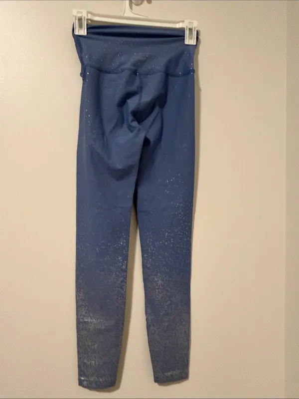 Beyond Yoga Baby Blue Silver Sparkly Leggings - Image 3