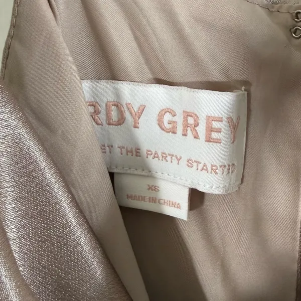 NWT Birdy Grey Lydia Bridesmaid Dress Shiny Satin Taupe XS - Image 5