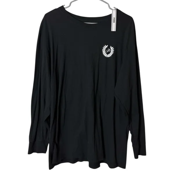 PINK Victoria's Secret Black Long Sleeve Graphic Style Shirt Sz L NWT - Image 3
