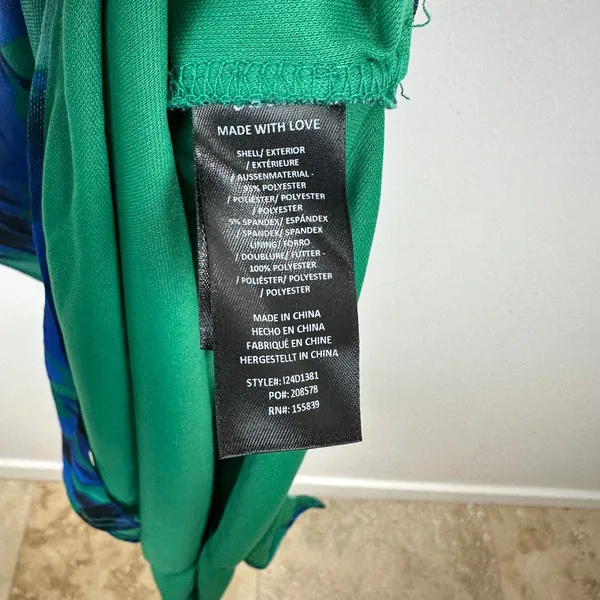Lulus Ismerida Green Blue Abstract Mesh One Shoulder Midi Dress Party XS NWT - Image 9
