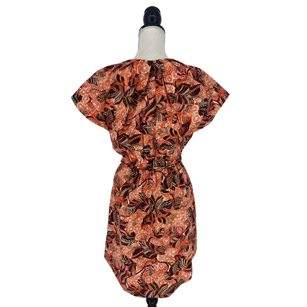 ALC Frank Alice Mini Dress Orange Rose Floral Print Cotton Size 4 - Image 13