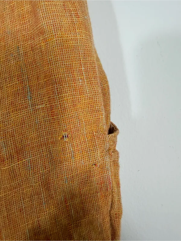 Flax Floods Linen Pants With Elastic Waist Saffron Yellow Orange Small - Image 7