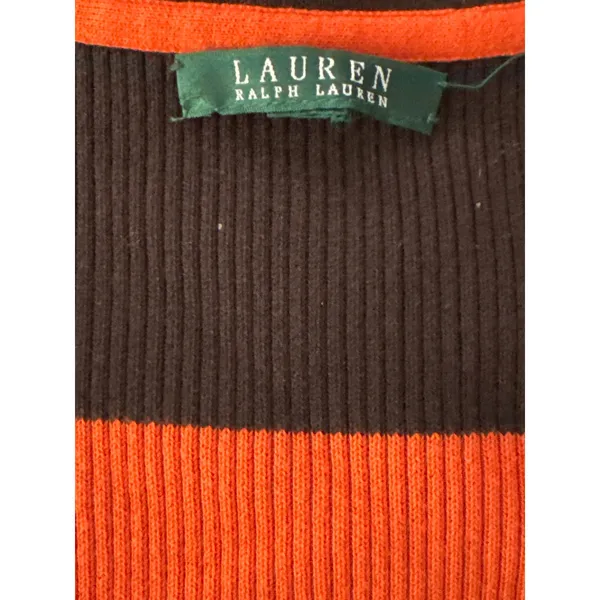 Lauren Ralph Lauren Striped Cardigan Sweater Brown Orange White Women's‎ Large - Image 9