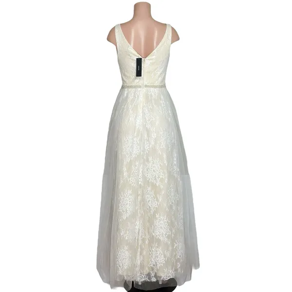 LULUS Sweet Love Floral Lace Beaded Maxi Dress, Ivory, Small - Image 4