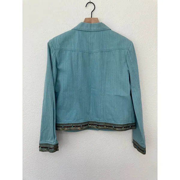 Vintage Y2K Nancy Bolen Southwestern Leopard Western Denim Jacket City Girl 10 - Image 8