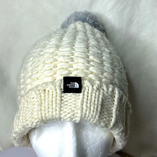 The North Face Unisex Triple Cable Cott Pom Beanie cream One Size - Image 2