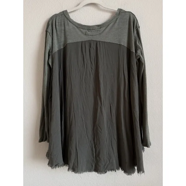 Free People We The Free TT Special Tee Crop Draping Long Sleeve Thermal Top Sz M - Image 7