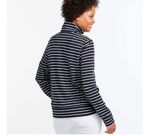 L.L.Bean Women's Ultrasoft Sweats, Full-Zip Mock-Neck Jacket Stripe - Image 2