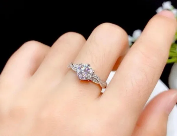 18K White Gold Plated Adjustable 1 CT CZ Diamond Wedding Ring for Women - Image 6