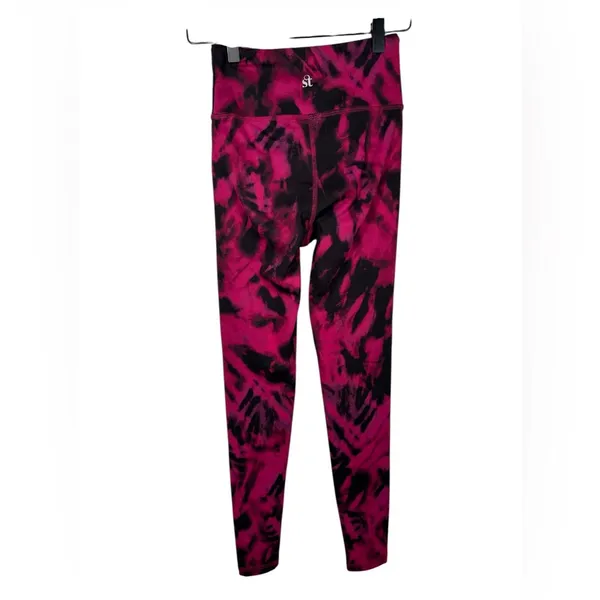 Strut This Pink Black Tie Dye Leggings Small High Rise‎ Yoga Athletic Pants - Image 3