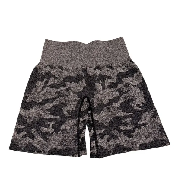 NVGTN Camo Seamless Shorts Black Gray High Waist Gym‎ Lifting Workout Size S - Image 2