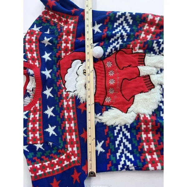 Jolly Sweaters Women's XL Blue/Red Ugly Christmas‎ Sweater Furry Cat Persian - Image 5