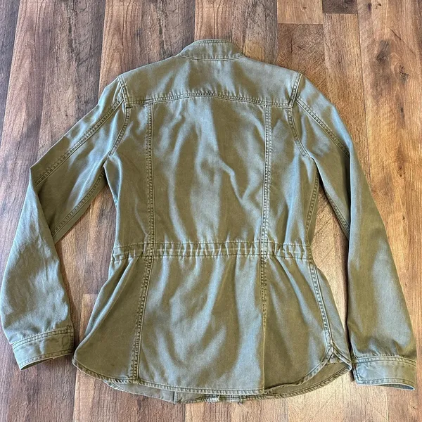 Lucky Brand Jacket Womens Small Army Green Utility Military Pockets Full Zip - Image 8