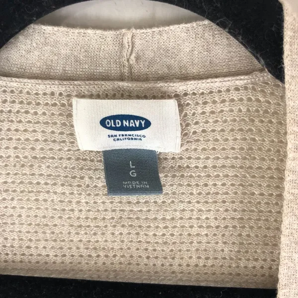 Old Navy Beige Open Front Cardigan Sweater Womens Cotton Blend Lightweight L - Image 3