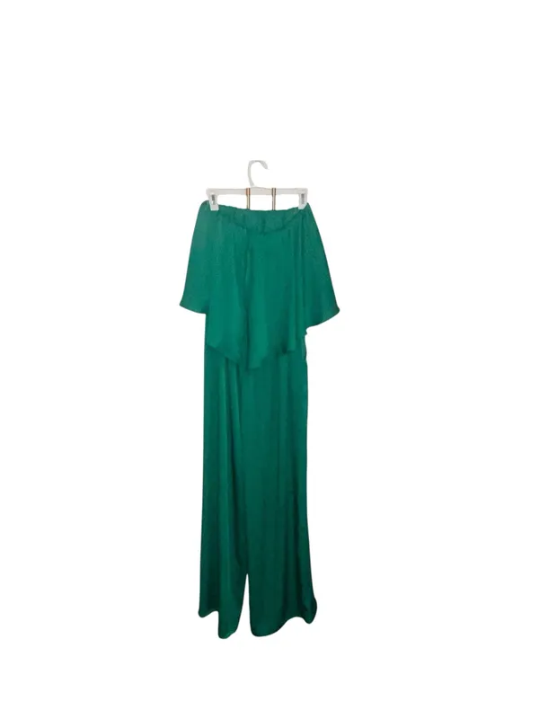 Tyche Emerald Green Strapless Wide Leg Cascade Jumpsuit Popover cocktail attire - Image 8