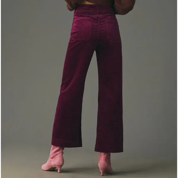 Maeve The Colette Cropped Wide Leg Corduroy Pants Women’s 25 Violet - Image 7