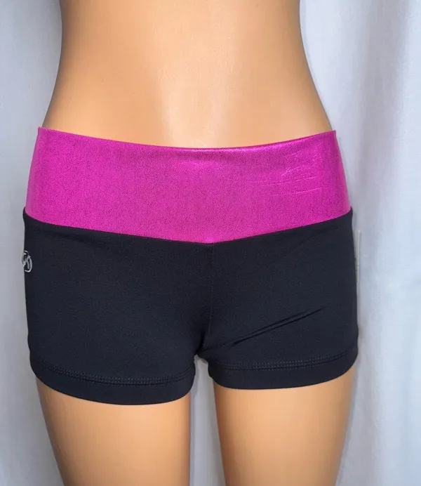 Pink and black glitter athletic cheer shorts - Image 2