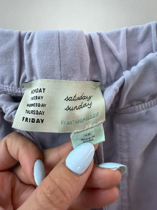 Saturday Sunday by Anthropologie Lavender Textured Trim Joggers, Size XS - Image 3