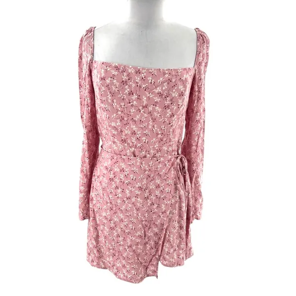 Reformation Rosalie long sleeve‎ mini dress baby’s breath pink white floral sz 6 - Image 3