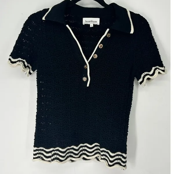 S Set Matching Knit Sweater Top Shorts Heartloom Black Azalea Revolve Crochet - Image 4