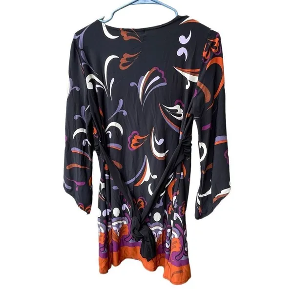 Y2K J.T.B. Size L Mod print faux wrap mini dress. - Image 4