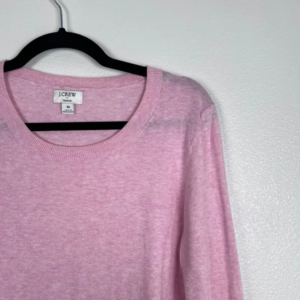 J. Crew Women's Cotton Pullover Knit Sweater Pink Sz M - Image 4