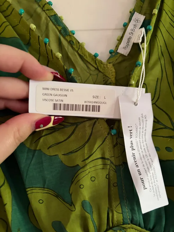 Poupette St. Barth Green Forest Mini Dress - Image 3