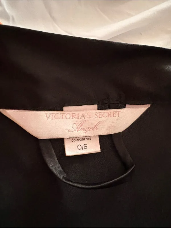 Victoria’s Secret Angels Black Silk Robe Vintage Lingerie - Image 2