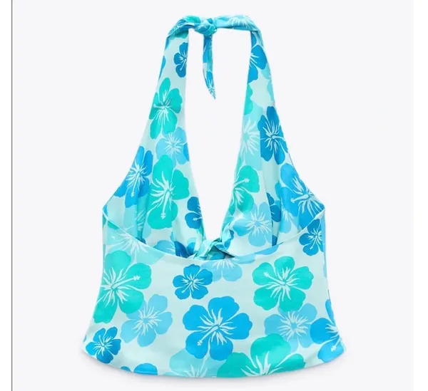 Zara Satin Hawaiian Print Top - Image 3