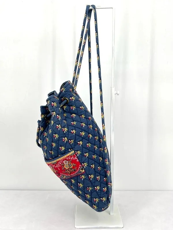 Vintage Vera Bradley Ditty Bag Provencal Blue Quilted Cotton Drawstring Backpack - Image 3
