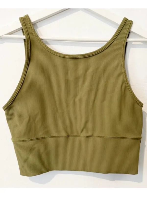 Lululemon Power‎ Pivot Tank Size 10 Bronze Green Ribbed Reversible Crop Classic - Image 2