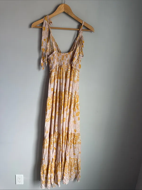 Free People Let's Smock About It Floral Print Maxi Dress In Ivory Combo Small - Image 3