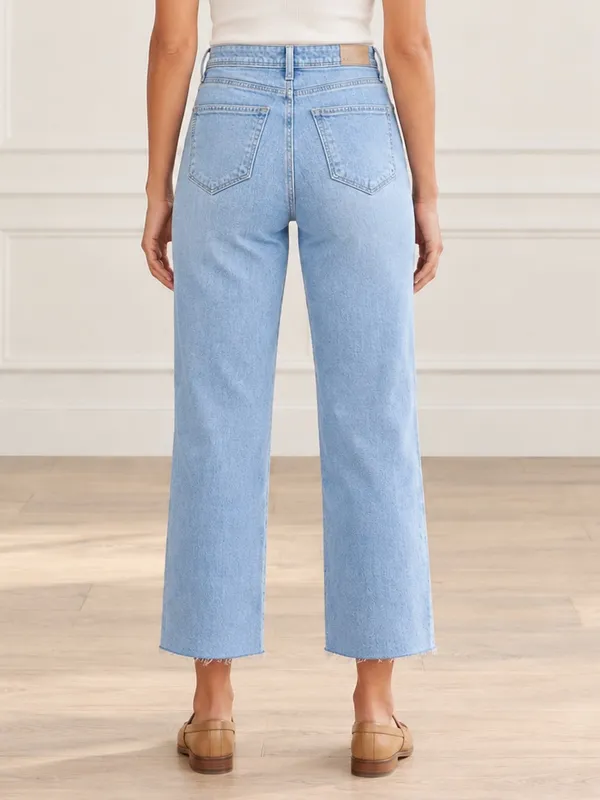 PAIGE Nellie Culotte Jeans Size 24 Harmonic Wide Leg Crop Mid Rise Light Wash - Image 4